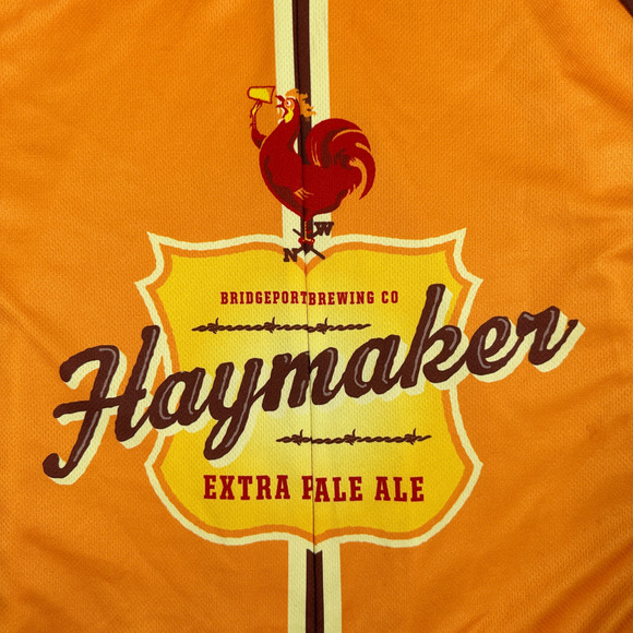 Bridgeport Brewing Cycling Jersey Adult LARGE Orange Retro Haymaker Ale Rooster - Picture 4 of 11